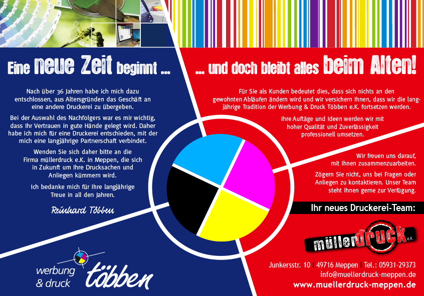aus Werbung und Druck Többen wird müllerdruck Meppen